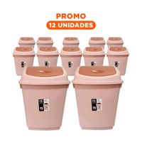Pack12 Deposito de Basura Vaiven Color Marron para Uso Diario 15L Y Regalo Sticker