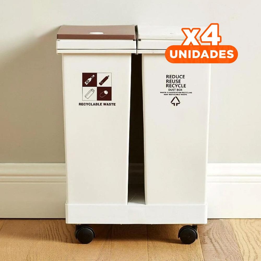 Pack4 Unidad Doble de Basura 40L para Manejo Diario en Casa
