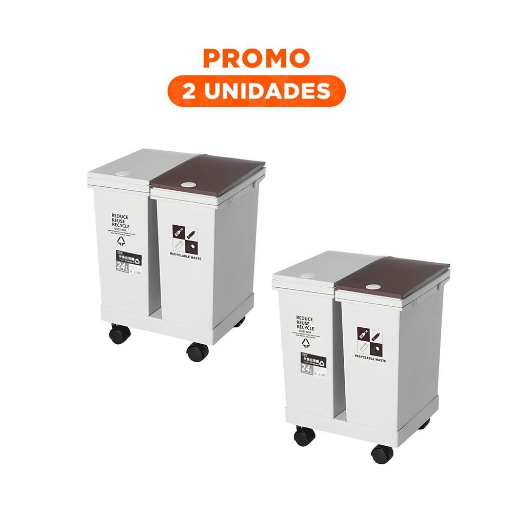 Pack2 Sistema de Basura Doble 24L para Uso Diario en Cocina y Casa