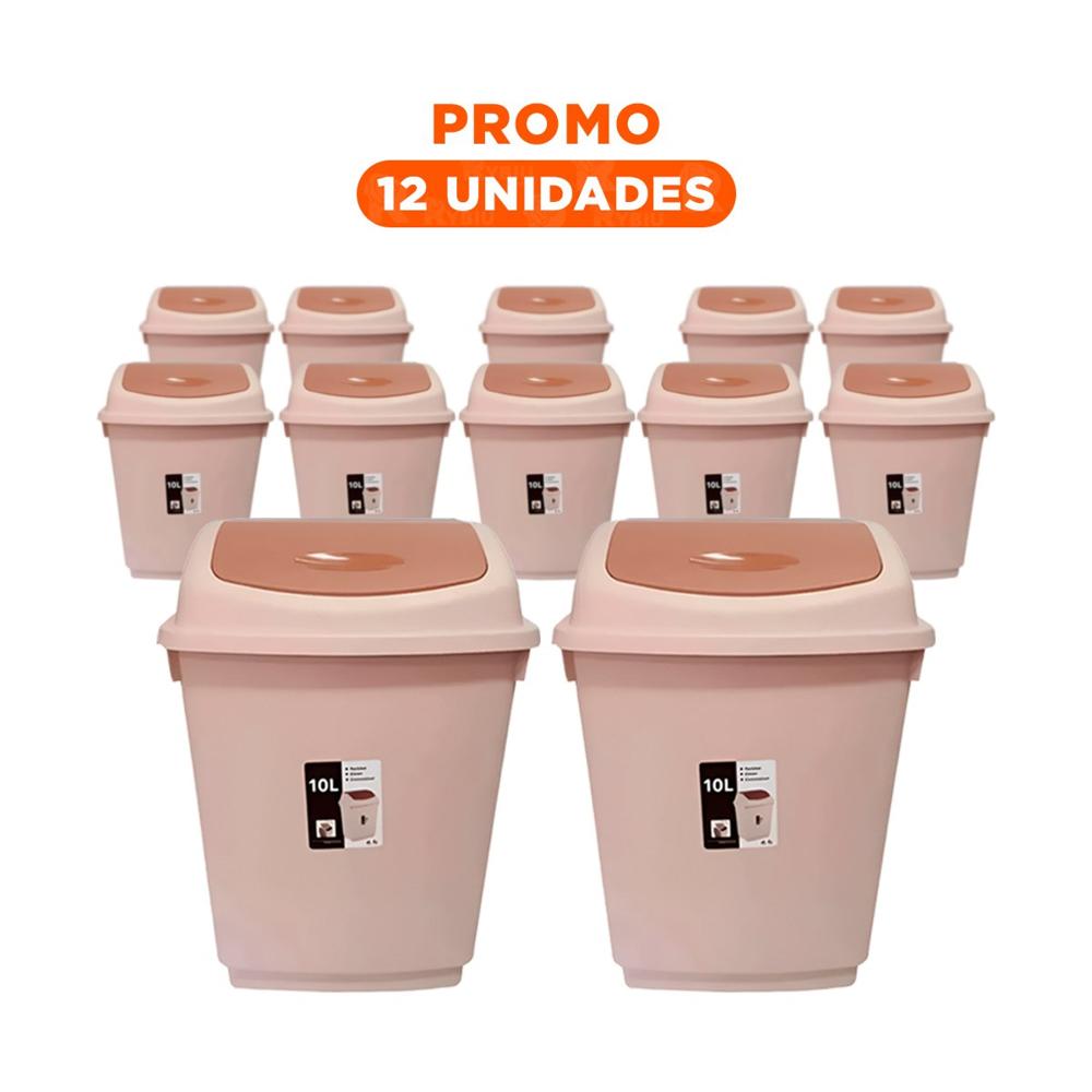 Pack12 Deposito de Basura Vaiven Color Marron para Uso Diario 10L Y Regalo Sticker