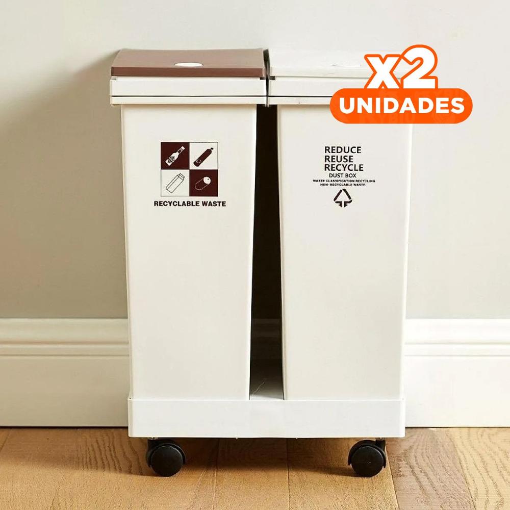 Pack2 Papelera Doble 40L para Gestion de Residuos en el Hogar Y Papel Regalo