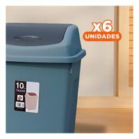 Pack6 Contenedor de Basura Vaiven Color Azul para Hogar 10L Y Regalo Sticker