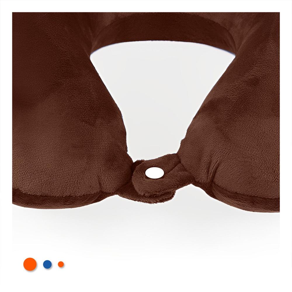 Cojin de Cuello Terciopelo Marron para Viajar con Soporte Agradable Y Ligas Regalo
