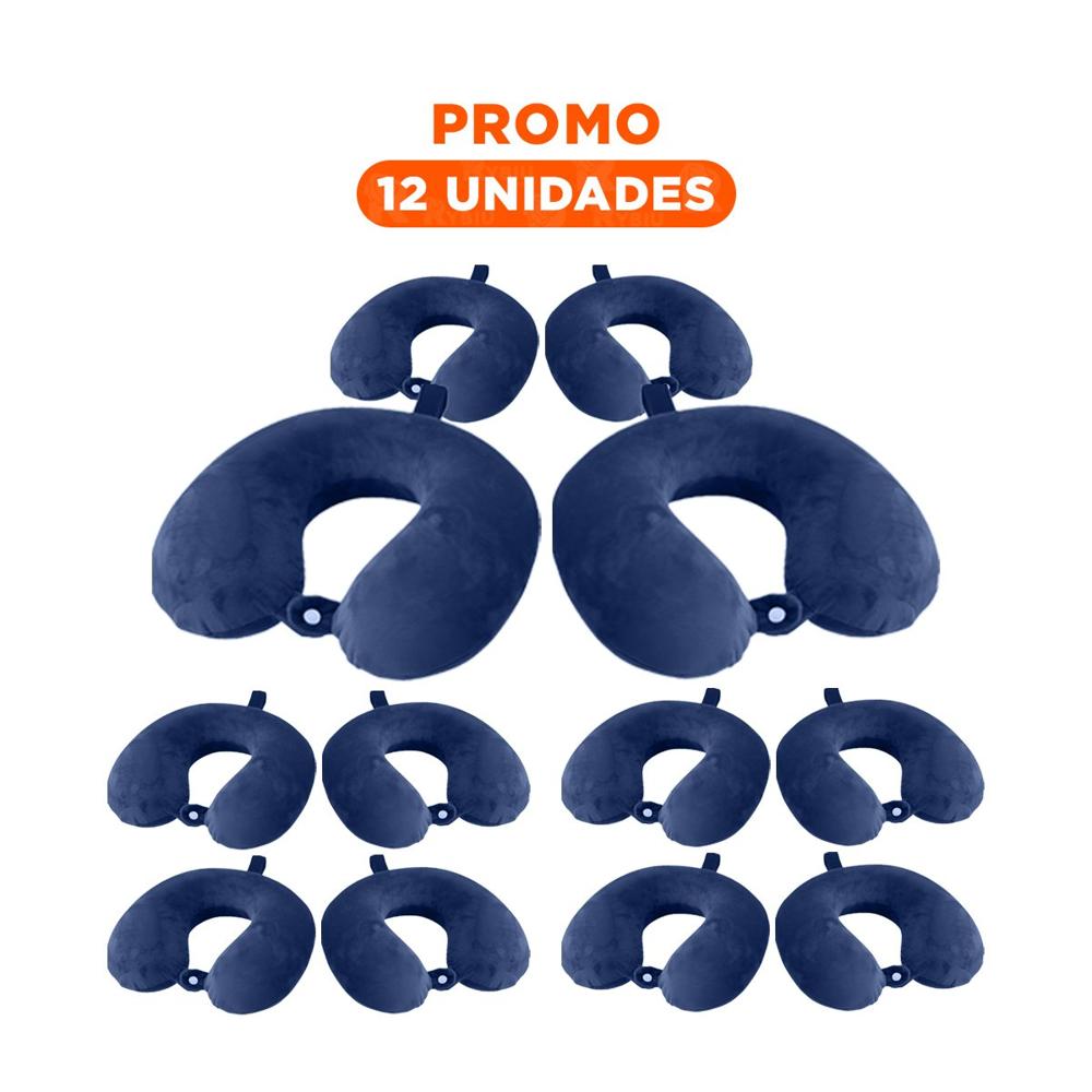 Pack12 Accesorio de Cuello Terciopelo Azul Marino para Viajar Comodamente Y Regalo Sticker