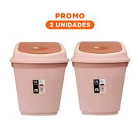 Pack2 Tacho Vaiven de Basura con Tapa en Marron y Capacidad Practica 15L