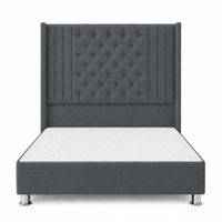 Cama Tapizada Confort Capitoné Cromo Plomo Oscuro 2 Plz