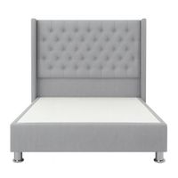 Cama Tapizada Confort Capitoné Cromo Gris 2 Plz
