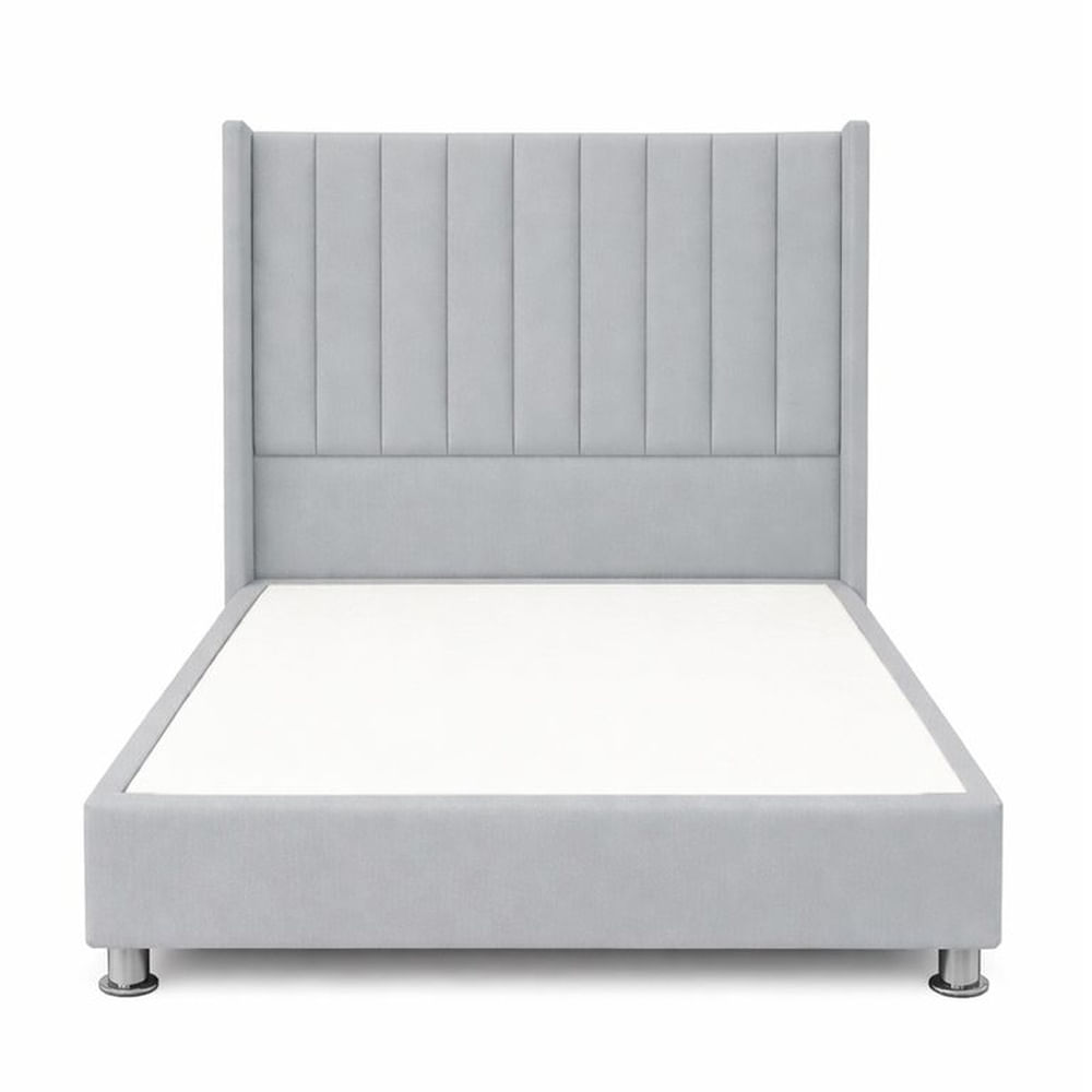 Cama Tapizada Confort Lineal Cromo Plomo Claro 2 Plz Plateado Oscuro