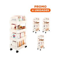 Pack4 Base Blanca de Plastico con Cuatro Niveles Ruedas y Asas Moviles Hogar Y Regalo Sticker