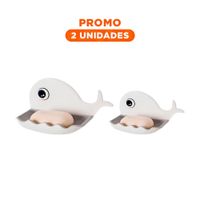 Pack2 Porta Jabon Ballena Forma Decorativa para Hogar Blanco y Plomo