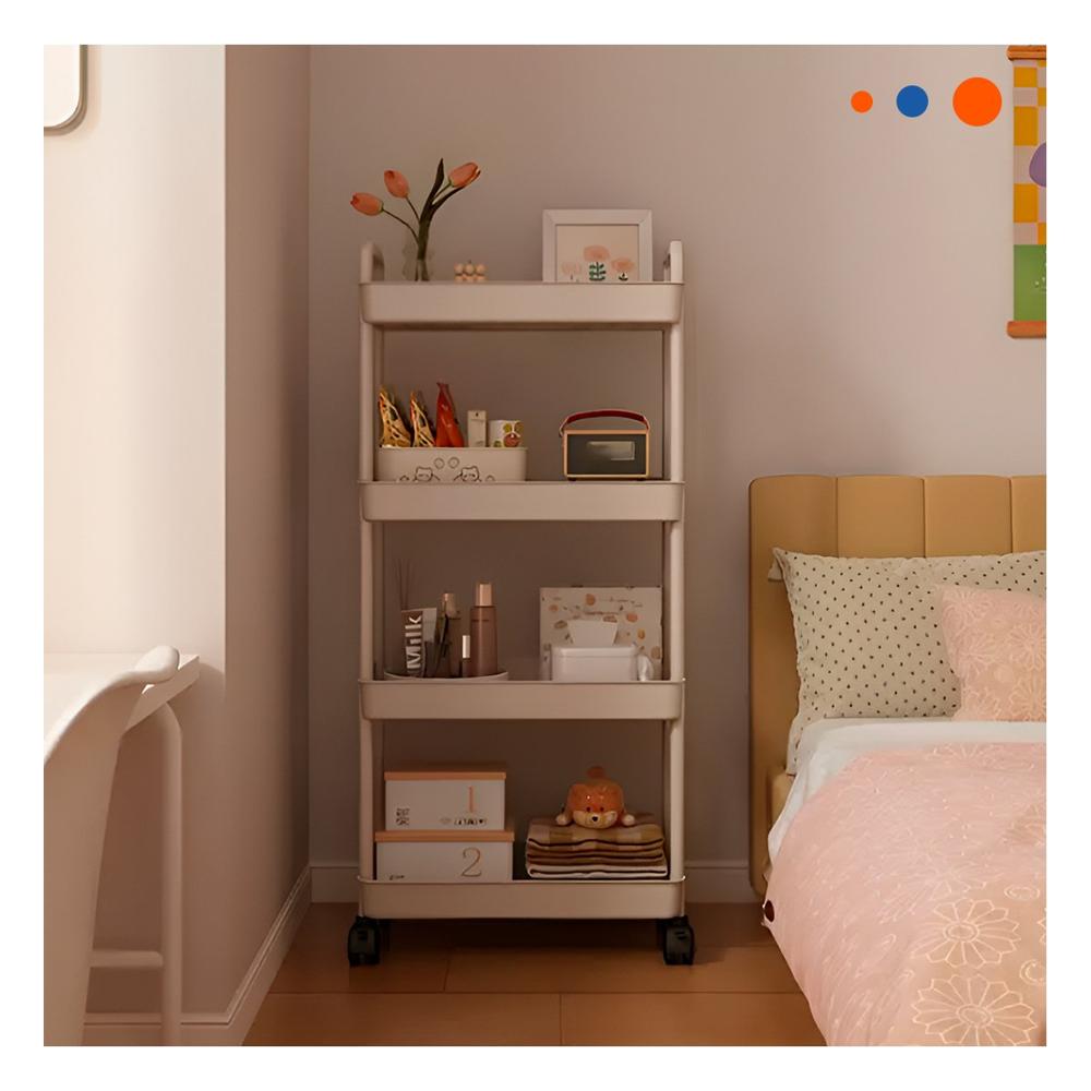 Sistema Rodante Blanco de Plastico con Cuatro Niveles Ruedas y Asas Hogar Y Regalo Sticker