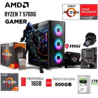 Computadora Pc Ryzen 7 5700G   Ram 16GB  DISCO  Hdd 1TB   SSD 480GB  Case Gamer RGB