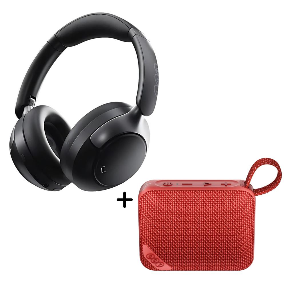 Combo QCY Audífonos H3 Pro Negro ANC - Parlante SP2 Rojo