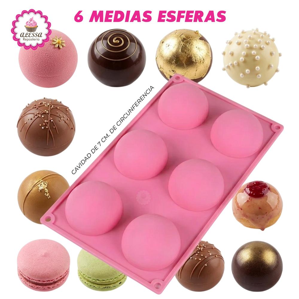 Molde de Silicona de 6 Medias Esferas para Repostería
