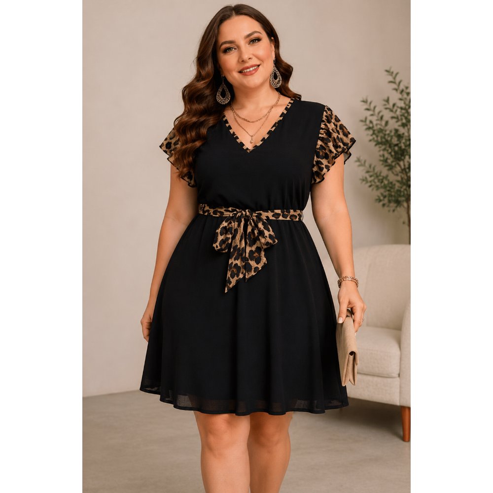 Vestido Leopardo-Vestido Floreado con Lazo Vestido Leopardo con Lazo TM
