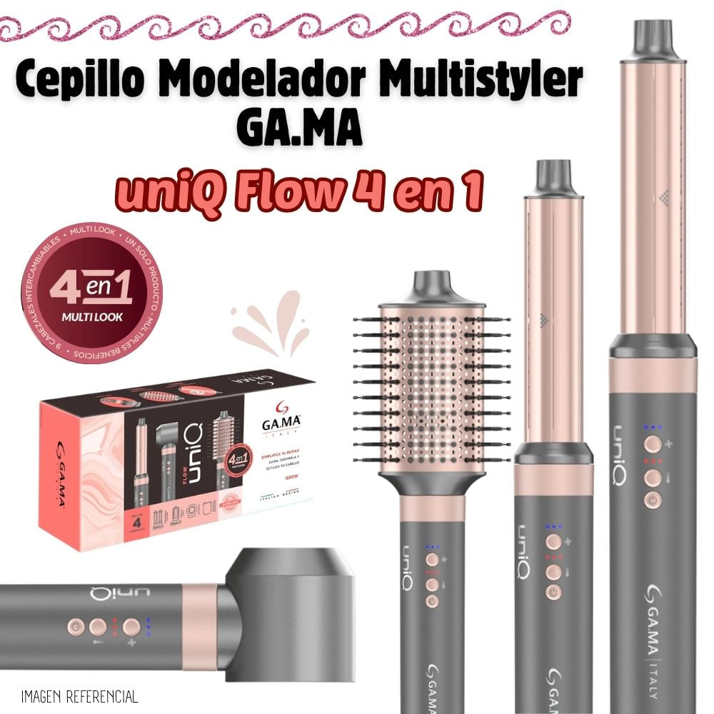 Cepillo Modelador Multistyler GA.MA UNIQ FLOW 4 en 1 - HDCBR0000000666 El Cepillo Secador Multistyl