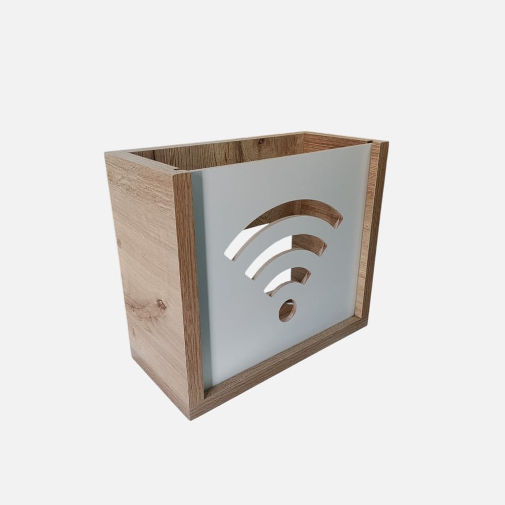 Organizador flotante de melamina para modem o router Wifi. Duna
