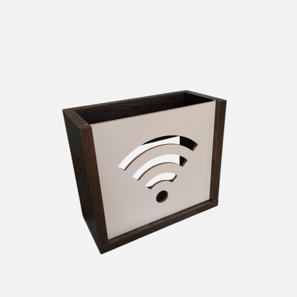Organizador flotante de melamina para modem o router Wifi. Carbón