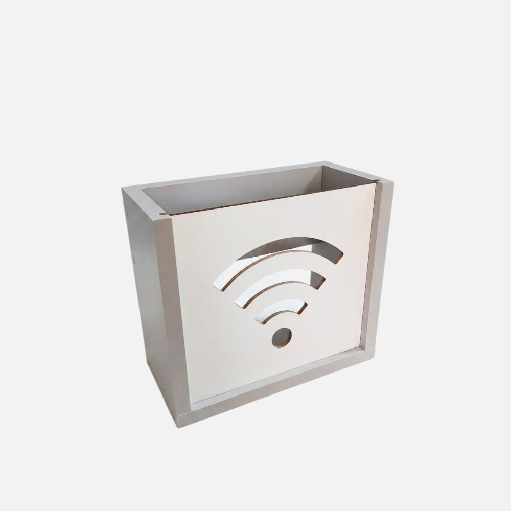 Organizador flotante de melamina para modem o router Wifi. Gris