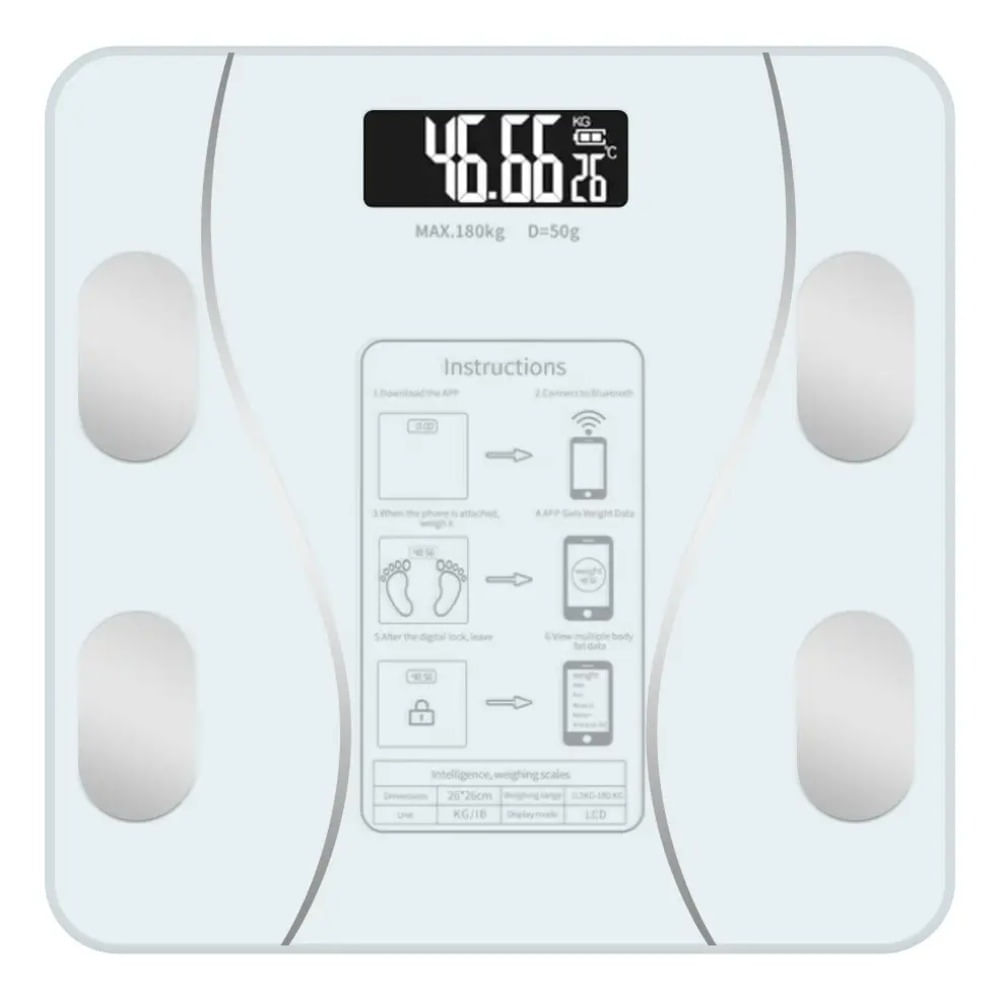 BALANZA DIGITAL BLUETOOTH 180KG INTELIGENTE BLANC