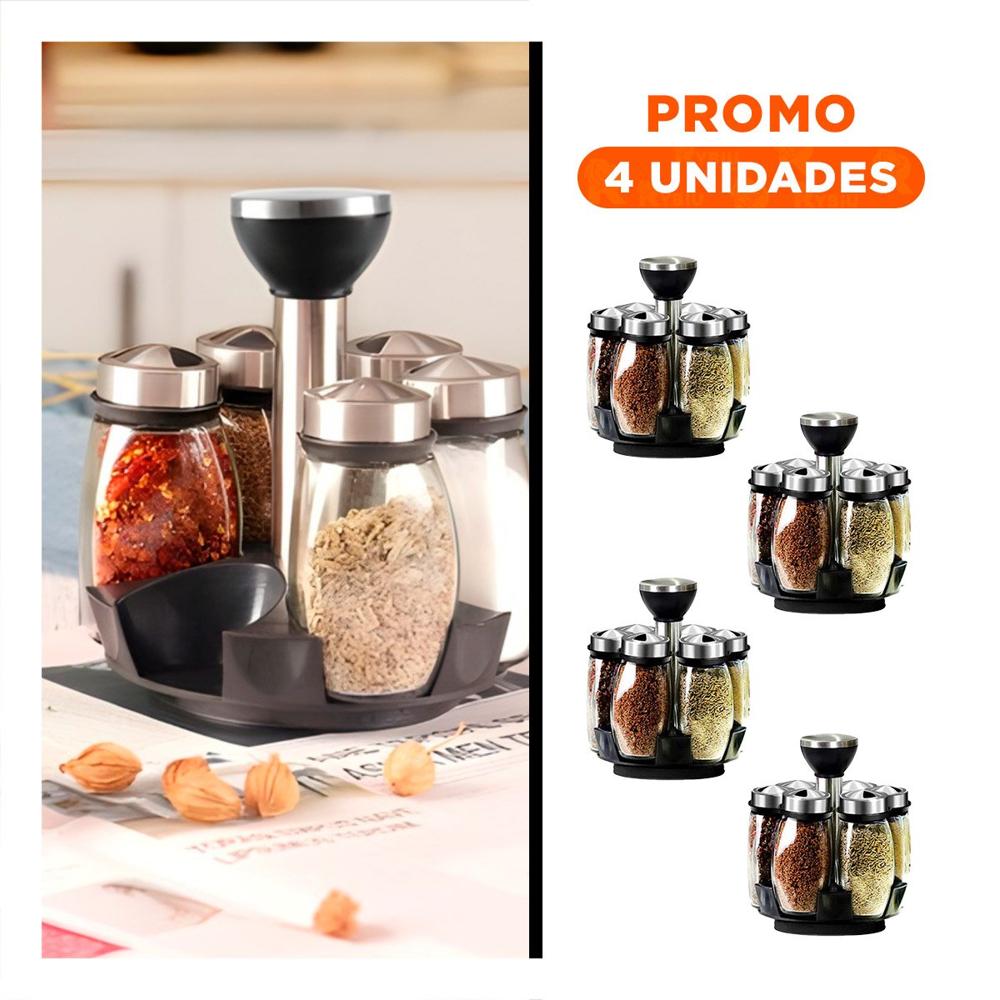 Pack4 Kit de Color Plateado Giratorio con 6 Frascos Integrados
