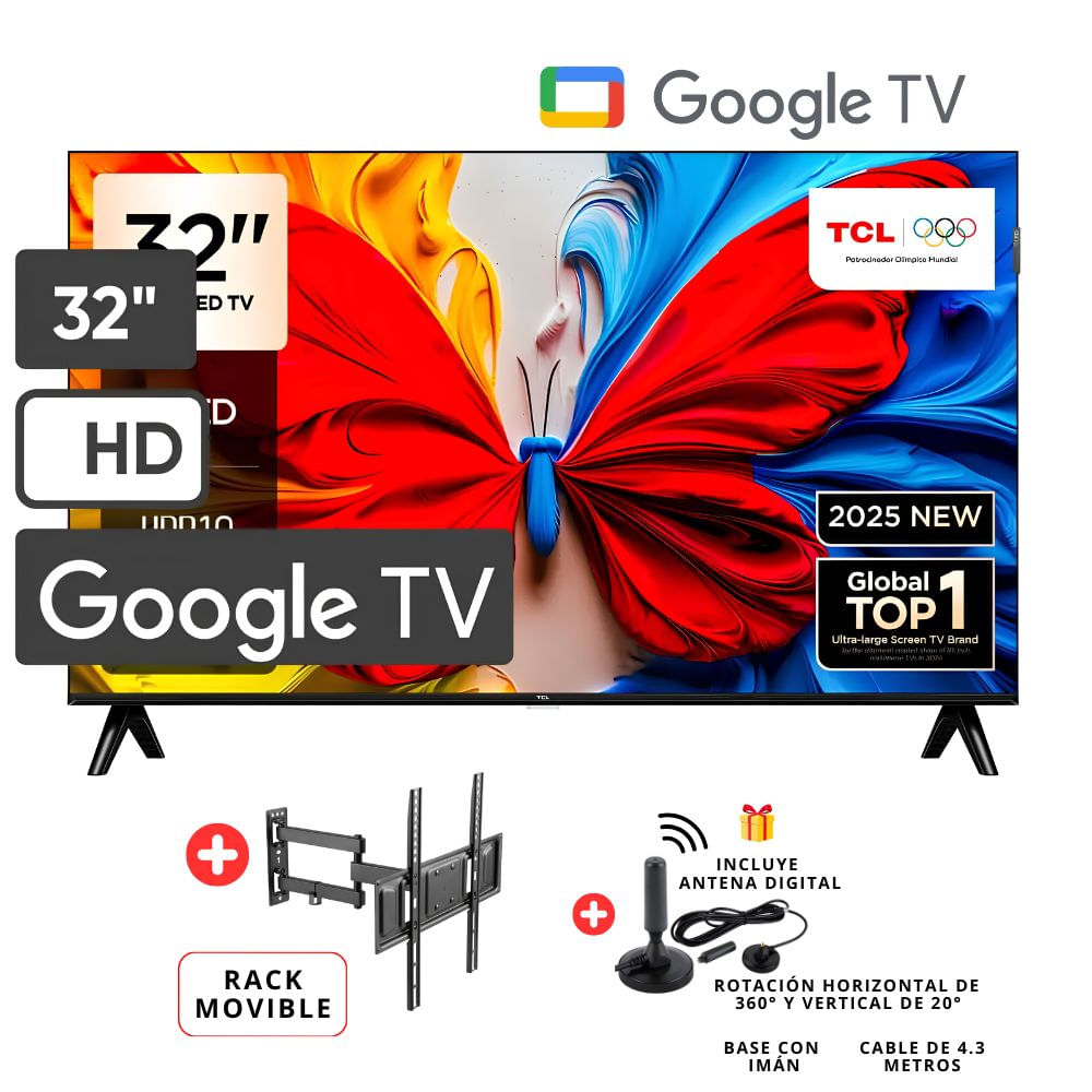 Televisor TCL QLED 32 HD Smart TV 32S5K - Rack Movible