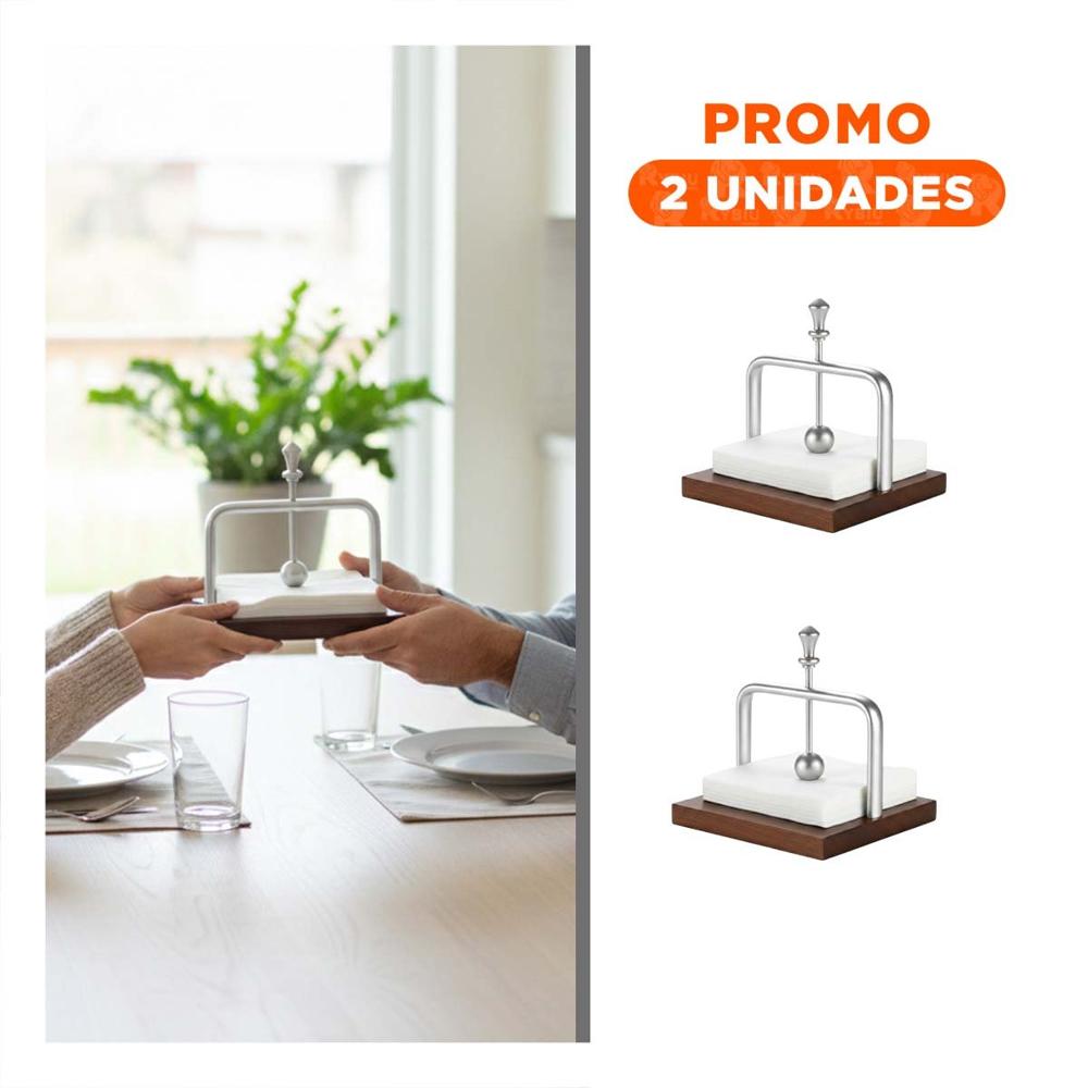 Pack2 Dispensador de Color Plateado Vertical con Base Madera Integrada Y Regalo Sticker