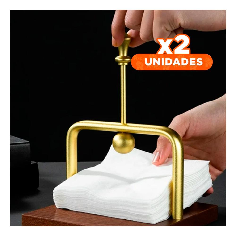 Pack2 Dispensador Vertical de Color Dorado Base Madera Funcional Y Papel Regalo