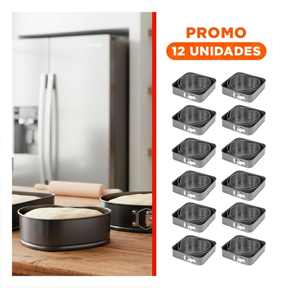 Pack12 Kit para Horno Desmontable Color Plateado con 3 Formas y Medidas Adaptables