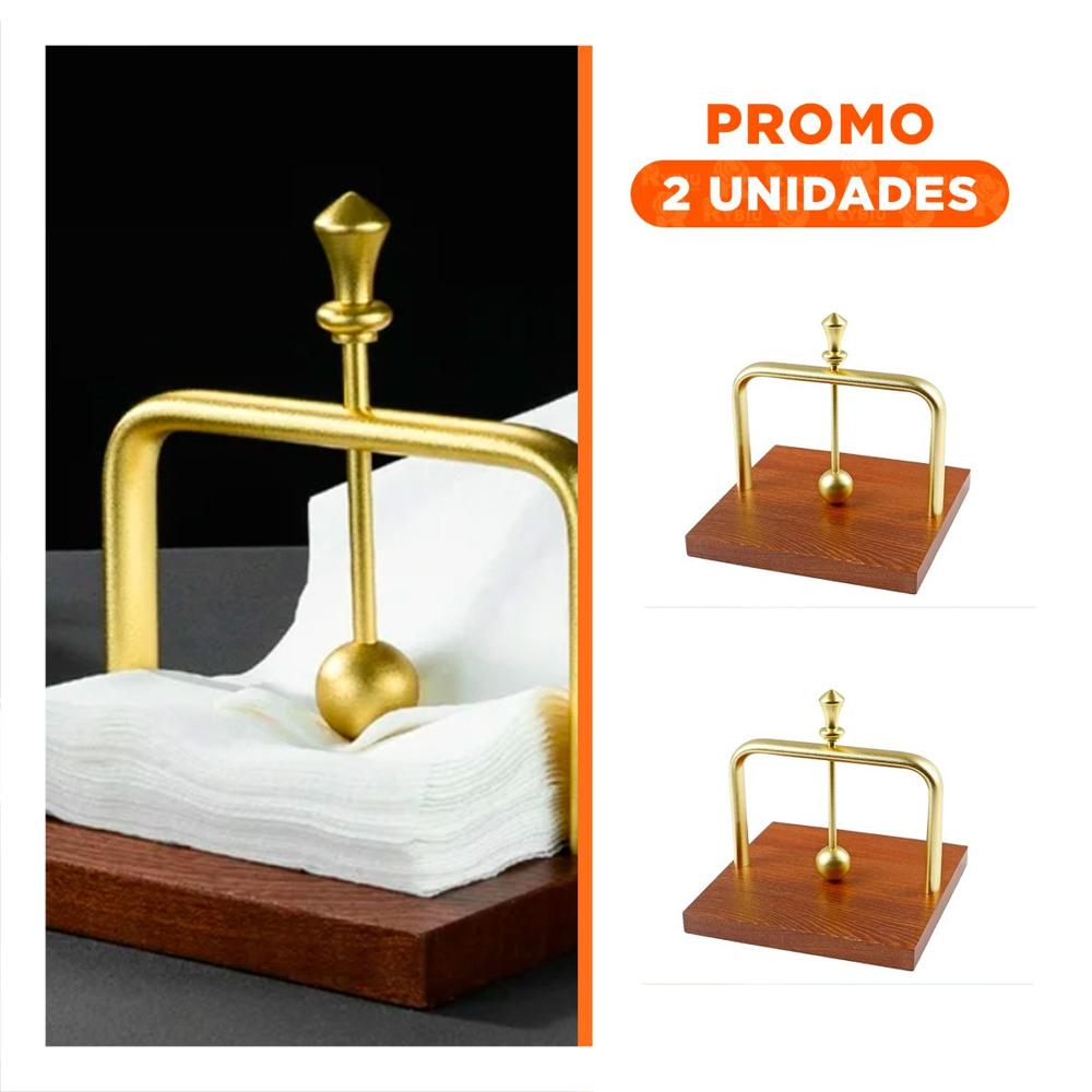 Pack2 Dispensador de Color Dorado Vertical con Base Madera Integrada Y Regalo Sticker