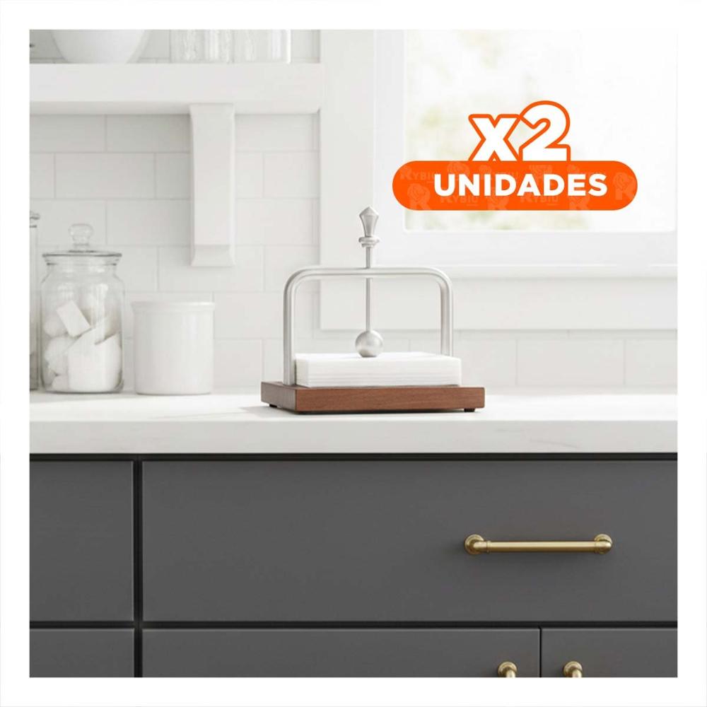 Pack2 Dispensador de Color Plateado con Sistema Vertical y Base Madera