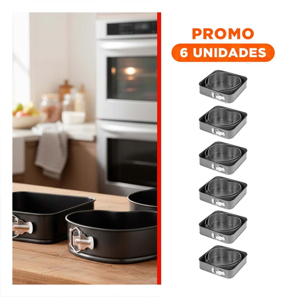 Pack6 Kit de Moldes para Cocina Plateado con 3 Formas y Medidas Versatiles Y Regalo Sticker