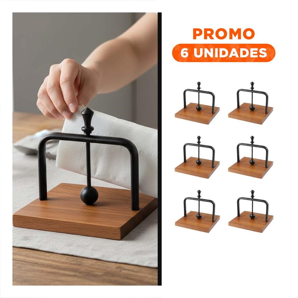 Pack6 Organizador de Color Negro Vertical con Base Madera Estable Y Regalo Sticker
