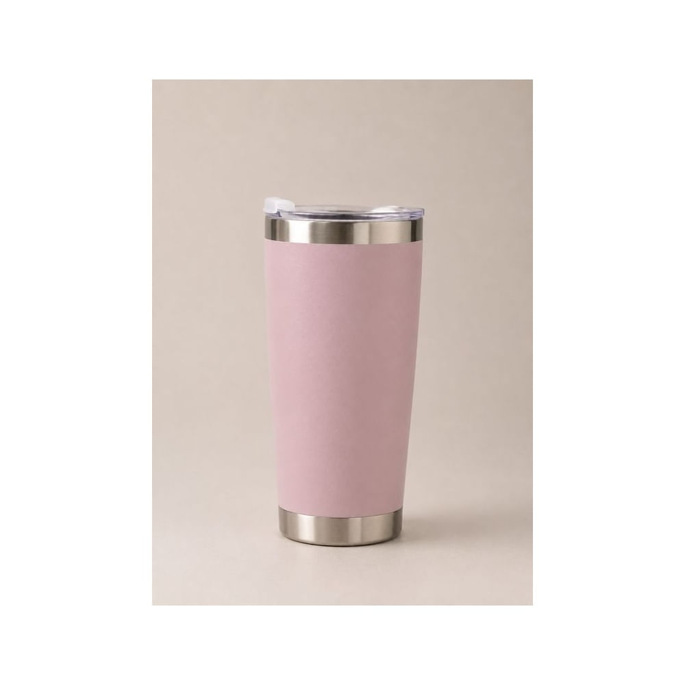 Vaso Tomatodo Acero Inoxidable Rosa Con Tapa Acrilico Hermético 500 Ml