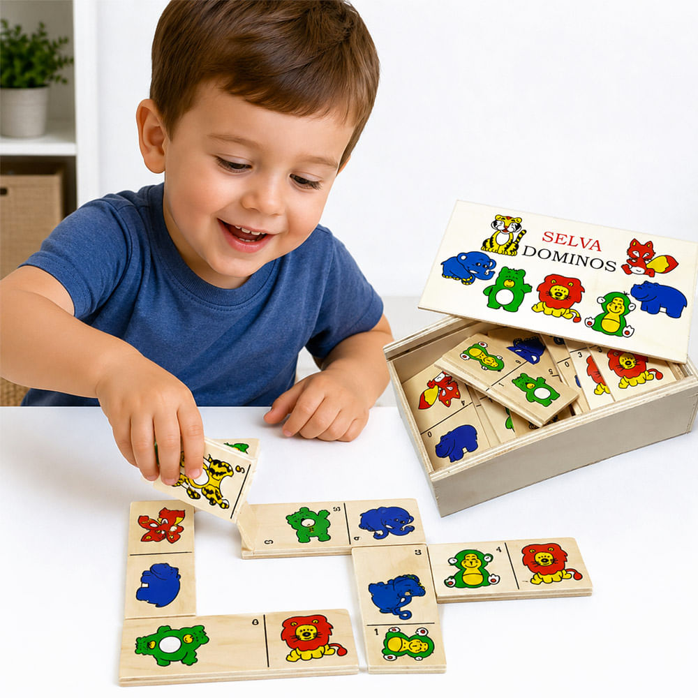 Domino Didactico en Madera Selva 28 pzas