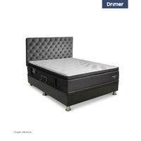Dormitorio Praktibox Laqueado Cromopedic Queen Capitone Gris Plata