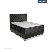 Dormitorio Praktibox Laqueado Cromopedic Queen Capitone Gris Oscuro