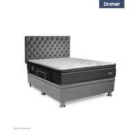 Dormitorio Praktibox Cromopedic 1.5 Plazas Capitone Gris Plata