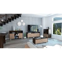Mesa de TV 70"" + Bar + Consola + Mesa de Centro Fraktal - Habano / Miel
