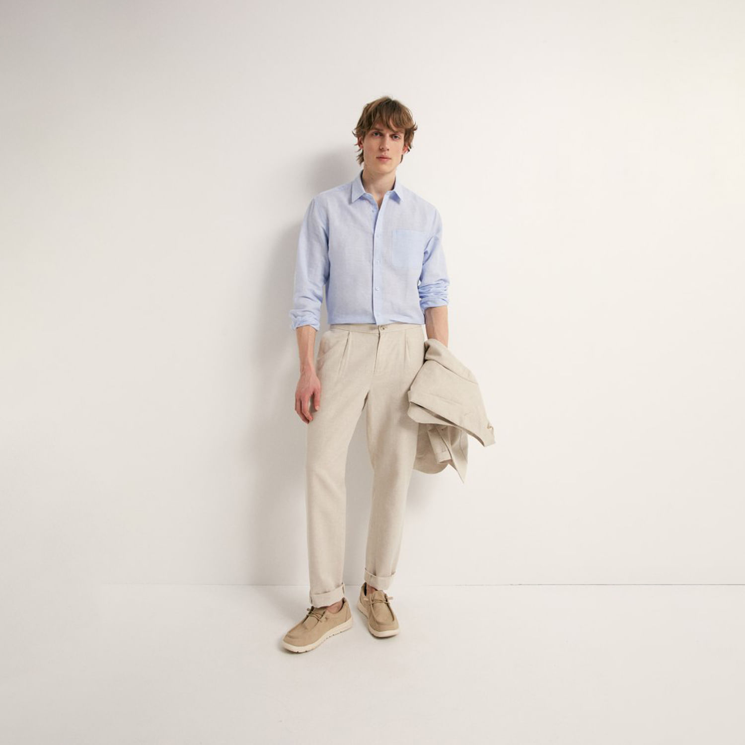 Pantalon Hombre Sfera Lino Vestir Crudo 44