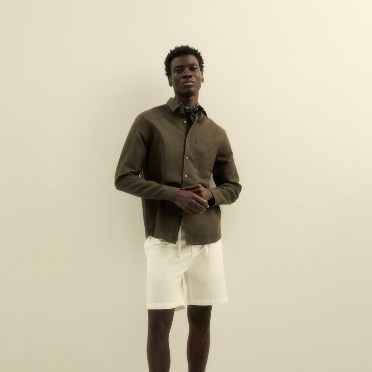 Camisa Hombre Sfera Lino Kaki M