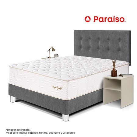 Dormitorio Royal Elizabeth 2 Plazas + Velador Repisa Gris
