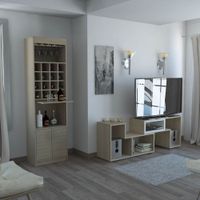 Bar Kava + Mesa de TV Extensible - Rovere