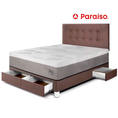 Dormitorio con Cajones Balanzze 2 Plazas + 2 almohadas Dormitorio con Cajones Balanzze 2 Plazas Chocolate