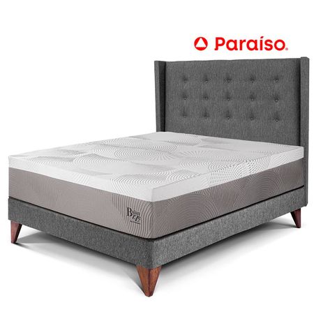 Dormitorio Europeo Royal Balanzze + Cabecera Gold 2 Plazas Gris