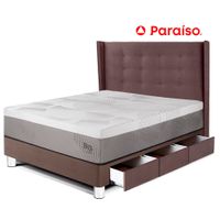 Dormitorio Royal Balanzze Con Cajones + Cabecera Gold 1.5 Plazas Chocolate