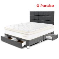 Dormitorio Royal Cloud con Cajones Queen y Cabecera Blocks Gris