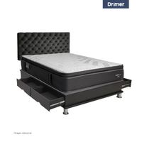 Dormitorio Capitone Futuredic King + Almohadas + Protector Gris