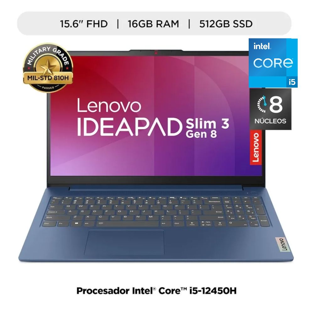 Laptop Lenovo Ideapad Slim 3 Intel Core i5 12450H 16GB RAM 512GB SSD 15.6 FHD WIN11