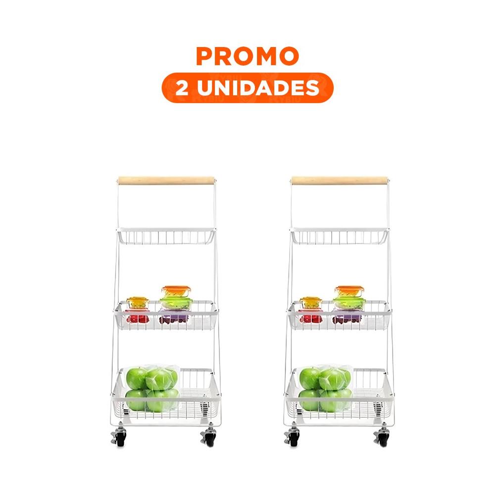 Pack2 Estante Blanco con Diseño Triangular de 3 Niveles y Ruedas en A